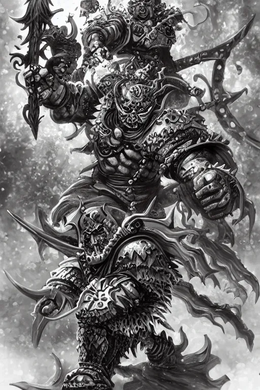 Image similar to chaos dwarf, fantasy, warhammer, highly detailed, digital art, sharp focus, trending on art station, kentaro miura manga art style