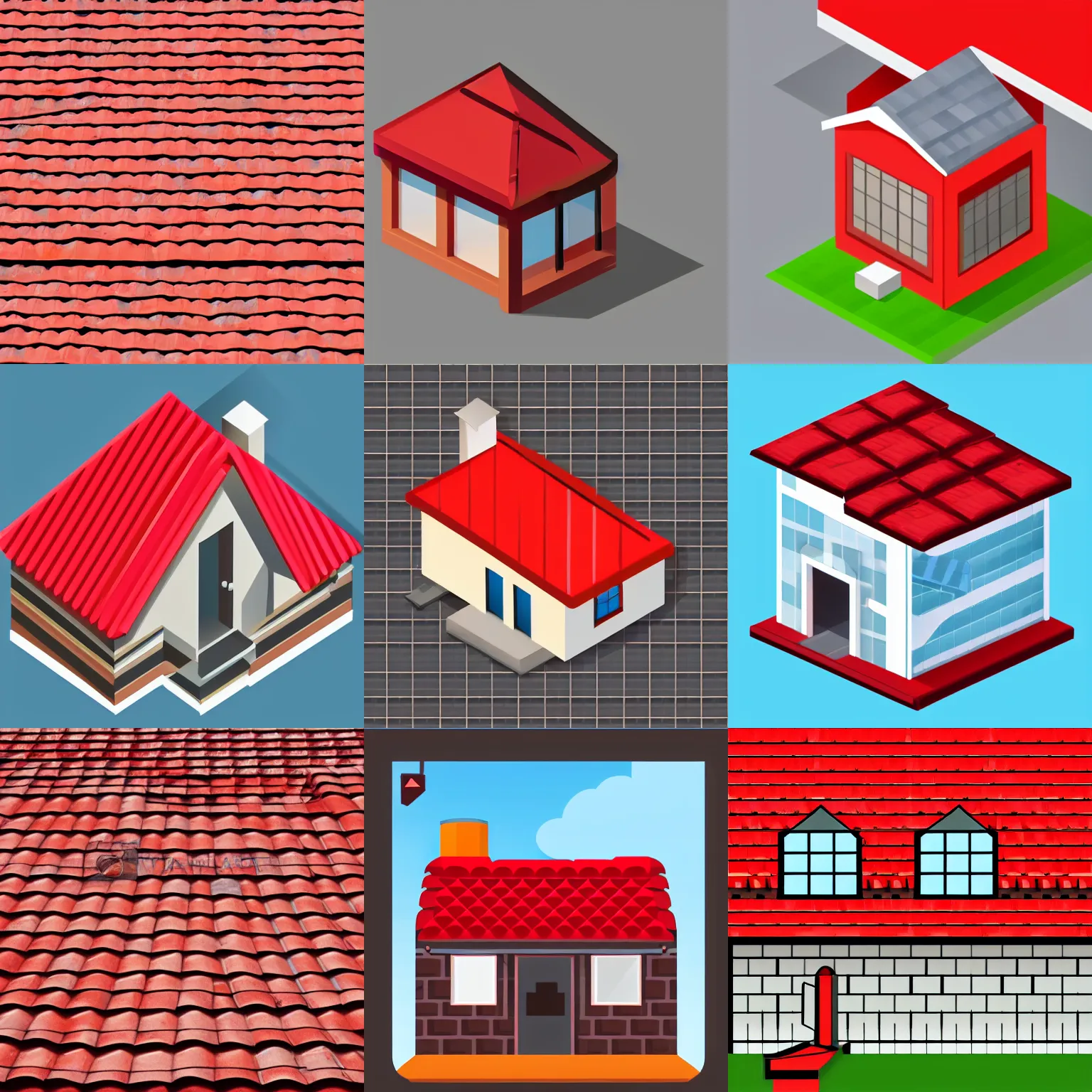 Prompt: webdesign icon for house with red tile roof, geometric, isometric