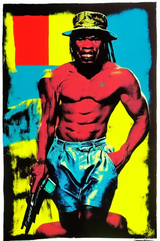 Image similar to predator 1 9 8 7 pop art by andy warhol