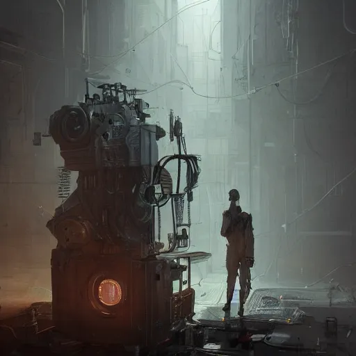 Prompt: The Ghost in the Machine, by Cedric Peyravernay, highly detailed, excellent composition, cinematic concept art, dramatic lighting, trending on ArtStation