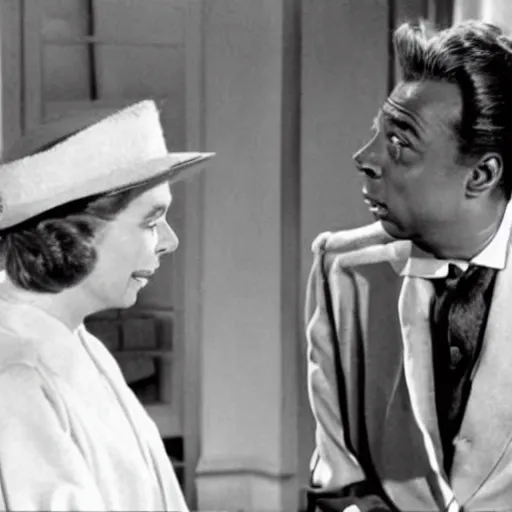 Prompt: a guinea pig talking with Ingrid Bergman in the movie Casablanca