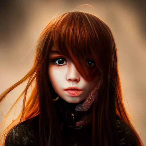 Image similar to headshot portrait of young demon girl by WLOP, bokeh, fine details