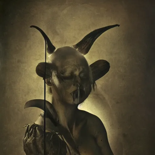 Image similar to photo of the devil by hieronymus bosch, joel peter witkin, annie liebovitz. octane render,