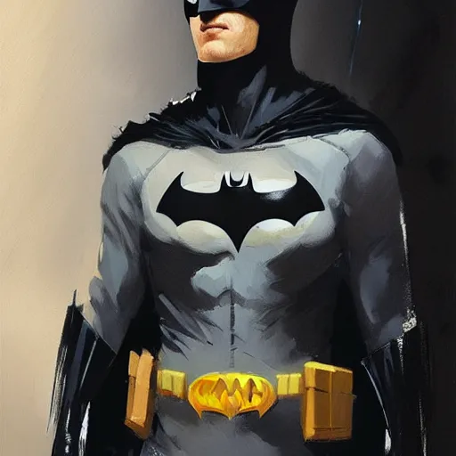 Prompt: batman of the future, brush strokes, oil painting, greg rutkowski