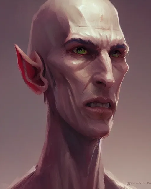 Prompt: character portrait of a slender half - elf man, by greg rutkowski, mark brookes trending on artstation