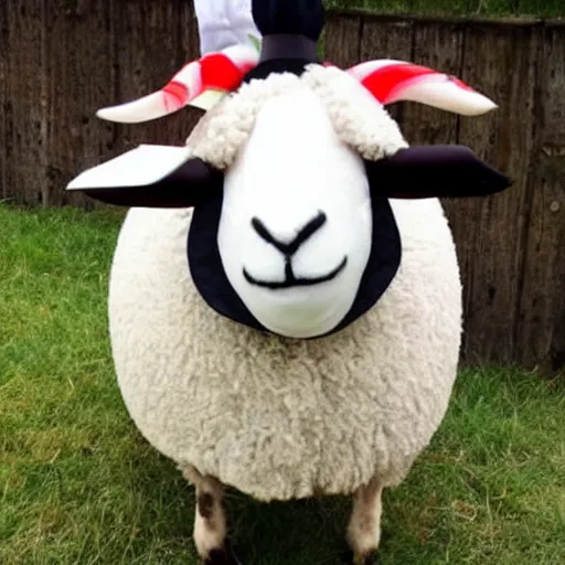 Prompt: a sheep dressed up as gordon ramsay, realistic.
