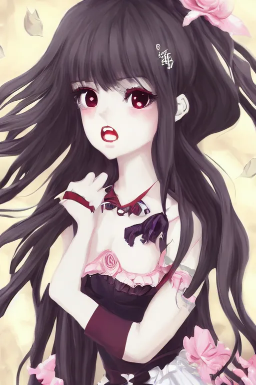 Image similar to a cute and beautiful girl vampire, character art, illustrated by yoneyama mai, hyper detailed, anime key visual, 8 k, digital art, trending on pixiv,