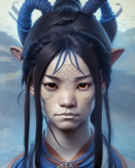 Image similar to suki from avatar the last airbender, character portrait, portrait, close up, concept art, intricate details, highly detailed by greg rutkowski, michael whelan and gustave dore