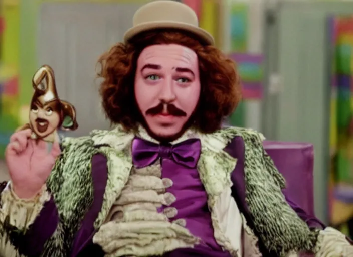 Image similar to film still of Post Malone as Willy Wonka in Willy Wonka and the Chocolate Factory 1971