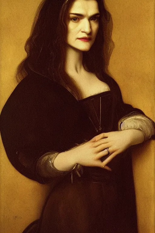 Prompt: portrait en buste of rachel weisz rachel weisz by johannes vermeer, baroque, dark moody colors, intricate, highly detailed, perfect eyes,