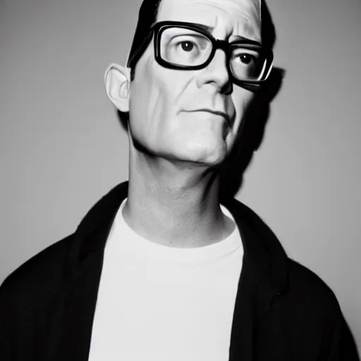 Prompt: Hank Hill looking chic, portrait, fashion photography, by Hedi Slimane