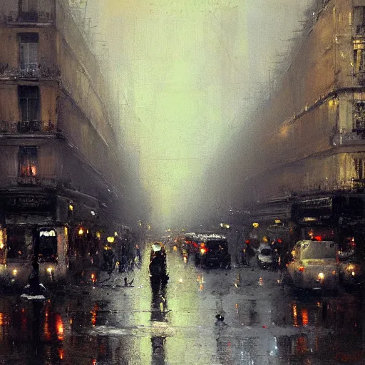 Image similar to paris streetscape, by jeremy mann.