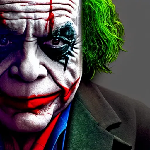 Image similar to stunning awe inspiring danny devito as the joker movie still 8 k hdr atmospheric lighting