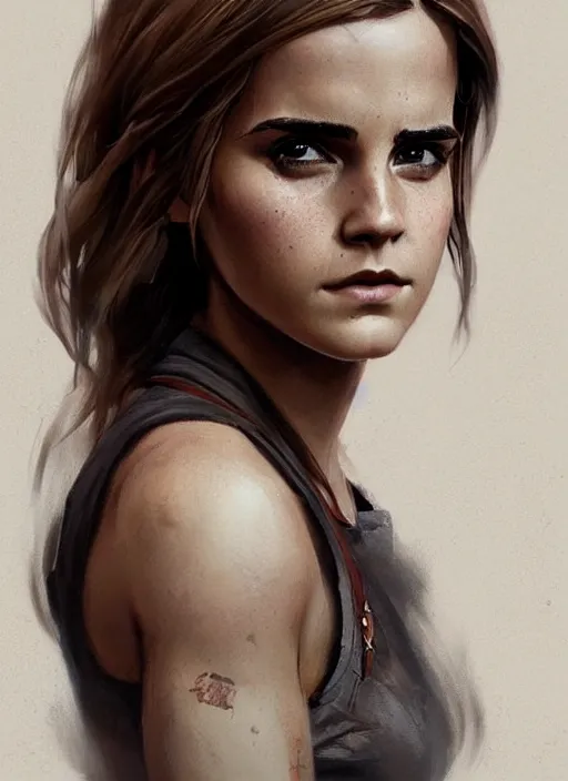 Image similar to greg rutkowski highly detailed portrait of emma watson gta 5 art, unreal engine, hot, fantasy art by stephen bliss