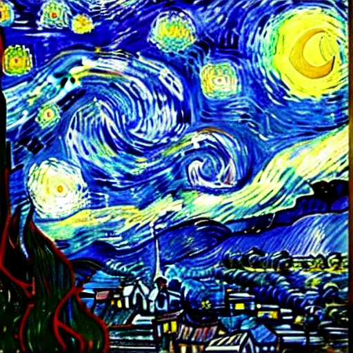 Prompt: starry night by van gogh in a bottle, by van gogh