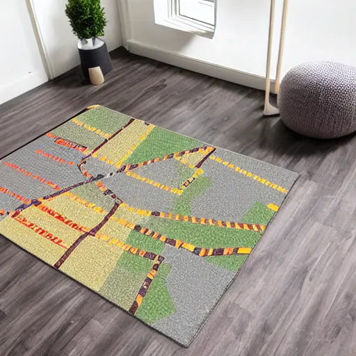 Image similar to a futuristic skids road map carpet rug