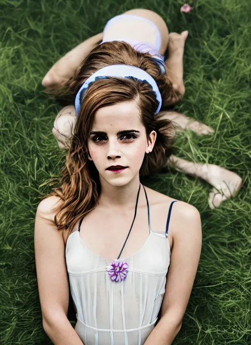 Prompt: Emma Watson for Victorian Secret, perfect face, hot summertime hippie, psychedelic swimsuit, home swimming pool, cloudy day, full length shot, XF IQ4, 150MP, 50mm, f/1.4, ISO 200, 1/160s, natural light, Adobe Photoshop, Adobe Lightroom, DxO Photolab, Corel PaintShop Pro, rule of thirds, symmetrical balance, depth layering, polarizing filter, Sense of Depth, AI enhanced
