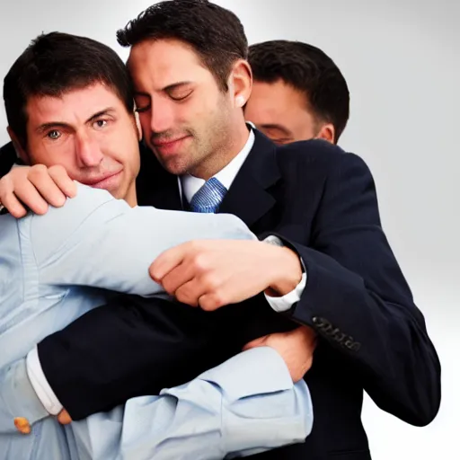 Image similar to a sad hug after a long week of day trading
