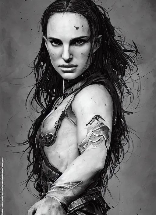 Image similar to young natalie portman, legendary warrior, warframe, lord of the rings, tattoos, decorative ornaments, battle armor, carl spitzweg, ismail inceoglu, vdragan bibin, hans thoma, greg rutkowski, alexandros pyromallis, cute, perfect face, detailed, sharply focused, centered, rule of thirds, photorealistic shading