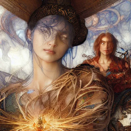 Prompt: disasterpiece truth disciples holy estrangement, by Edgar Maxence and Ross Tran and Michael Whelan and Da Vinci and J.M.W Turner, metal watercolor intricate line drawings, sacred chords, 4k resolution