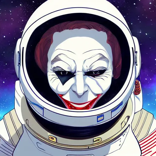 Image similar to portrait of joker as an astronaut, anime fantasy illustration by tomoyuki yamasaki, kyoto studio, madhouse, ufotable, trending on artstation