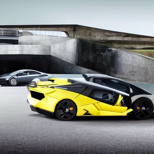 Prompt: concept car between a Lamborghini an a Dacia