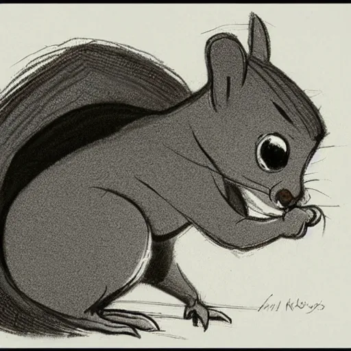 Prompt: milt kahl sketch of a squirrel