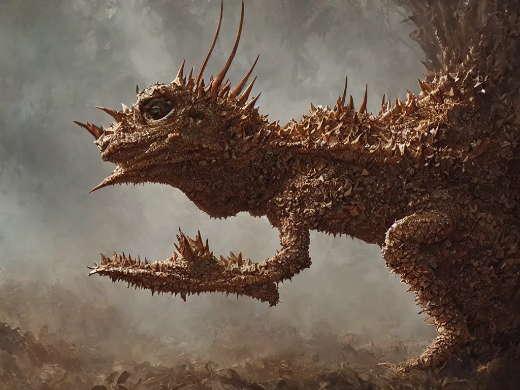 Prompt: a thorny devil lizard, fantasy character portrait, ultra realistic, concept art, intricate details, highly detailed by greg rutkowski, gaston bussiere, craig mullins, simon bisley - studio lighting