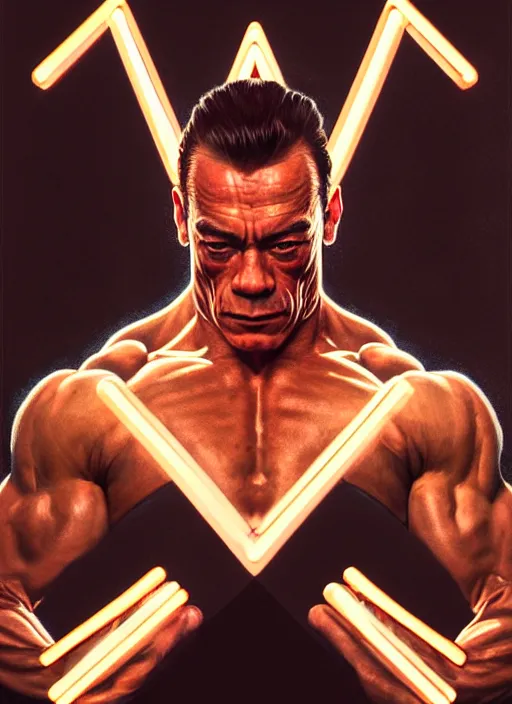 Prompt: symmetry!! portrait of jean claude van damme, cottagecore!! fitness body, glowing lights!! intricate, elegant, highly detailed, digital painting, artstation, concept art, smooth, sharp focus, illustration, art by artgerm and greg rutkowski and alphonse mucha