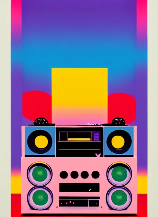 Prompt: boombox by shusei nagaoka, kaws, david rudnick, airbrush on canvas, pastell colours, cell shaded, 8 k