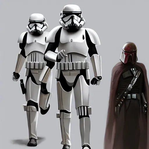 Image similar to an extremely long shot of an imperial stormtrooper walking concept art by Doug Chiang cinematic, realistic painting, high definition, very detailed, extremely high detail, photo realistic, concept art, the Mandalorian concept art style