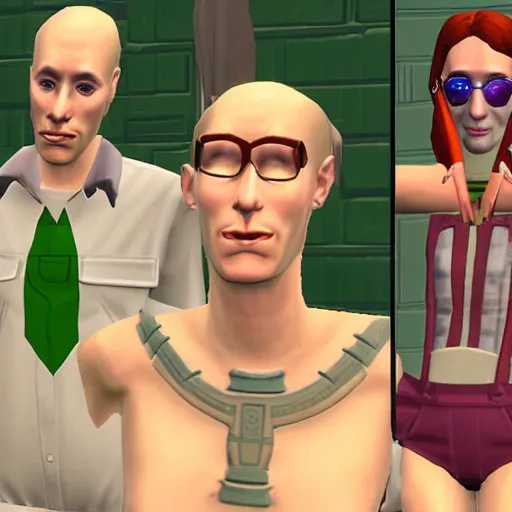 Prompt: procedually generated Sims with the Croenenberg Homonculus Nuclear-Mutation Wicked Whims mod