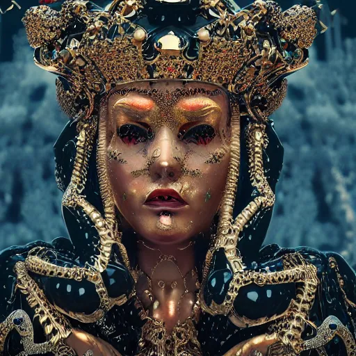 Image similar to queen of metal, 4 k, ornate and intricate, jaw dropping, surreal, octane render