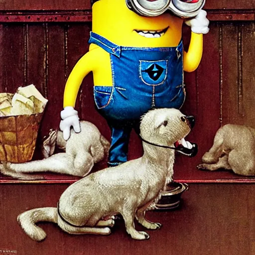 Image similar to a minion by norman rockwell