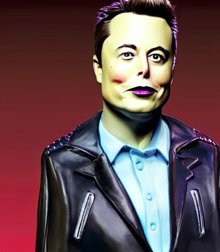 Image similar to portrait of elon musk as a robot chicken character, intense, high quality, high detail