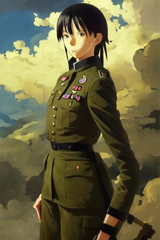 Image similar to baroque oil painting of anime key visual portrait concept art of anime girl wearing military nazi ss uniform, brutalist, dark fantasy, rule of thirds, fake hidden detail, trending on pixiv fanbox, acrylic palette knife and brush, style of makoto shinkai studio ghibli genshin impact jamie wyeth james gilleard greg rutkowski