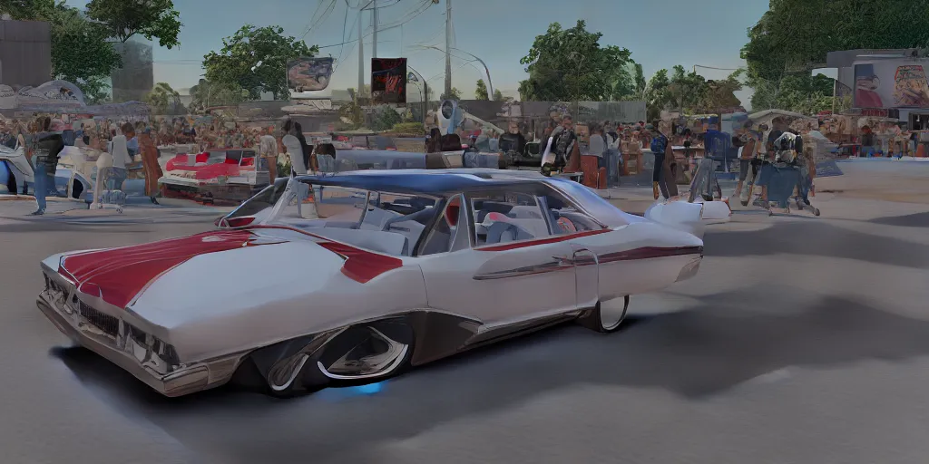 Image similar to highly detailed photo of an award winning lowrider, cruising at a car show, car bounce, air suspension, cheering fan girls, 4 k, 2 fast 2 furious style, octane render, unreal engine, ue 5, maya, ray tracing