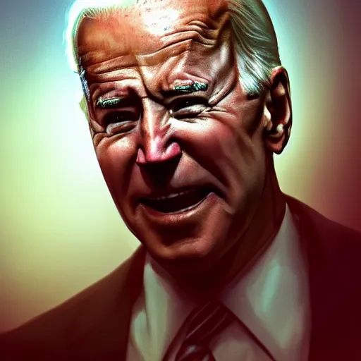 Image similar to joe biden being extremly scary, dramatic lighting, cinematic, establishing shot, extremly high detail, photorealistic, cinematic lighting, artstation, style by James Gurney