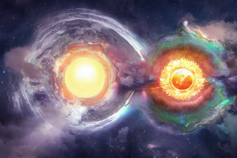 Prompt: google satellite view of a god giving birth to a new universe and then dissolving itself into it, in the style of wlop, illustration, epic, fantasy, hyper detailed, smooth, unreal engine, sharp focus, ray tracing