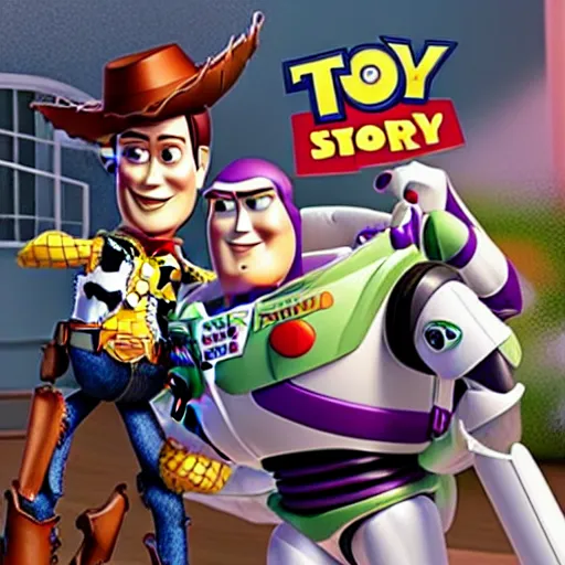 Image similar to Toy Story 2 horror film, black and white, hyperreality