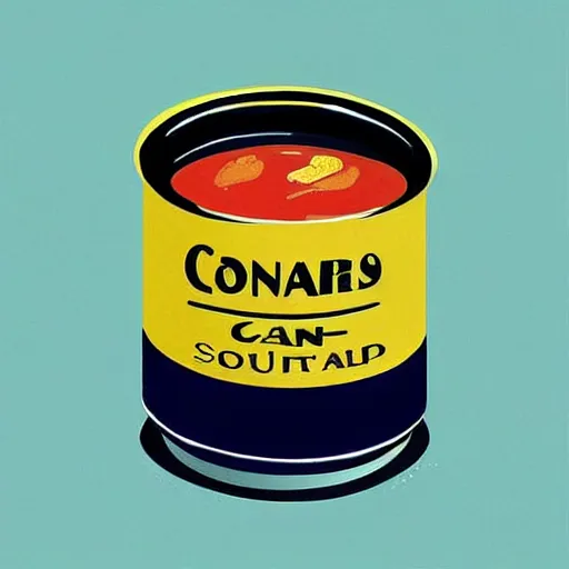 Image similar to In this computer art, the artist has used a photo-realist style to depict a can of soup. The can is placed on a plain background, and the artist has used bright, primary colors to create a striking image. The computer art is both realistic and abstract by Ramon Casas, by Louise Dahl-Wolfe bleak