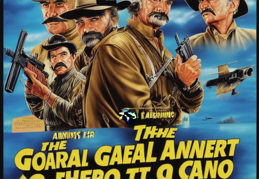 Prompt: poster for the film, the general and the bandit go to steal at the casino, art for the film in color, art in 4 k