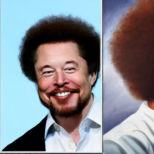 Prompt: bob ross painting a picture of elon musk