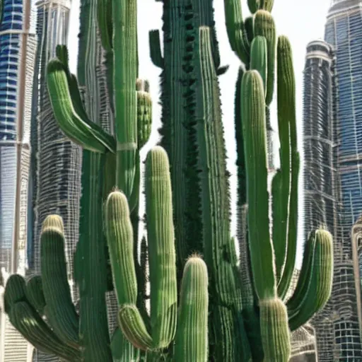 Prompt: burj Khalifa made of cactus