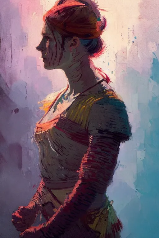 Image similar to portrait of a beautiful viking female, complementary colors, beautiful face, rule of thirds, intricate outfit, spotlight, by greg rutkowski, by jeremy mann, by francoise nielly, by van gogh, digital painting