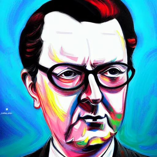 a vibrant painting portrait of Jean Piaget disco Stable Diffusion