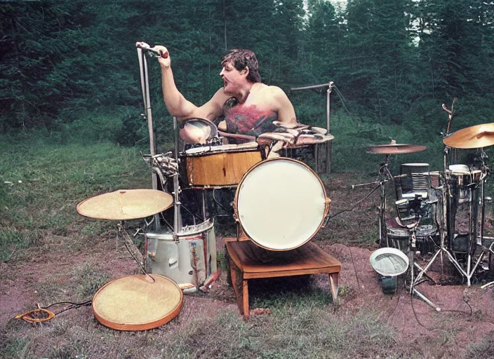 Prompt: a little water bear playing electric guitar while his friend plays the drums, Gregory Crewdson, Joel Sternfeld