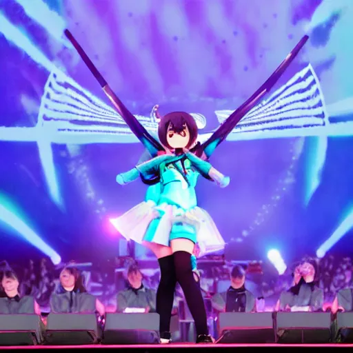 Image similar to magical mirai concert, hatsune miku on stage, high quality photo