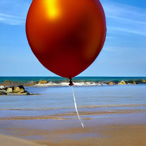 Prompt: a lot of floating birthday balloons. beautiful beach in bretagne. digital art, highly - detailed, artstation cgsociety masterpiece