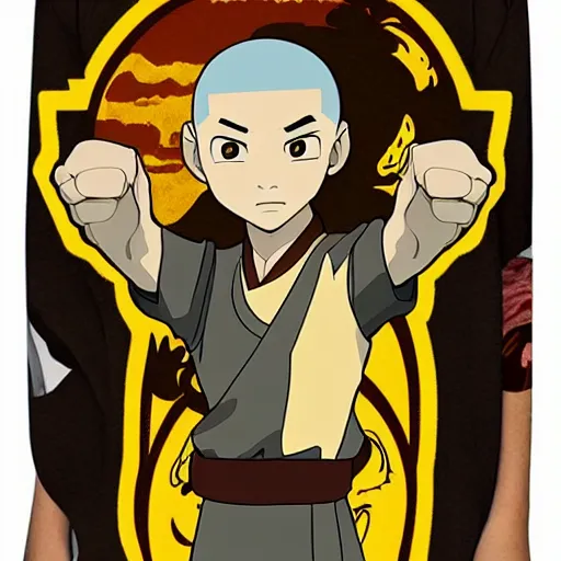 Prompt: avatar the last airbender cool t - shirt design